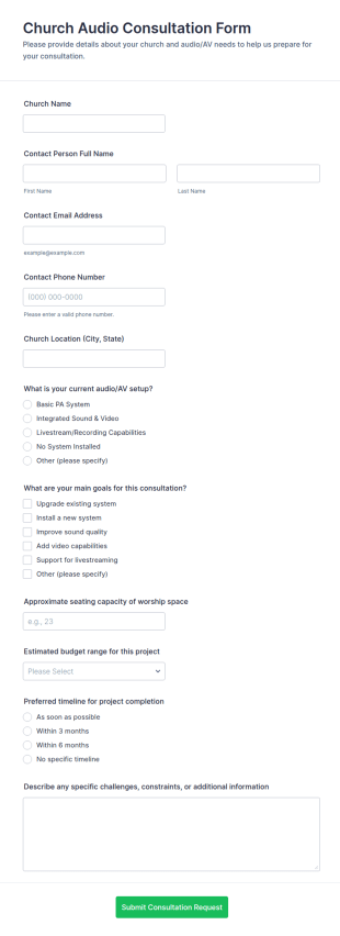 Church Audio Consultation Form Template