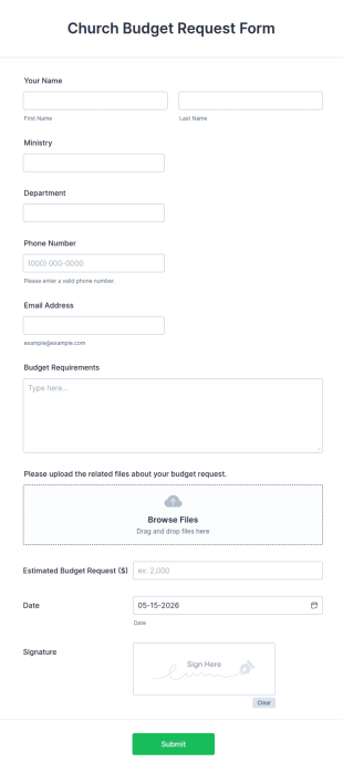 Church Budget Request Form Template