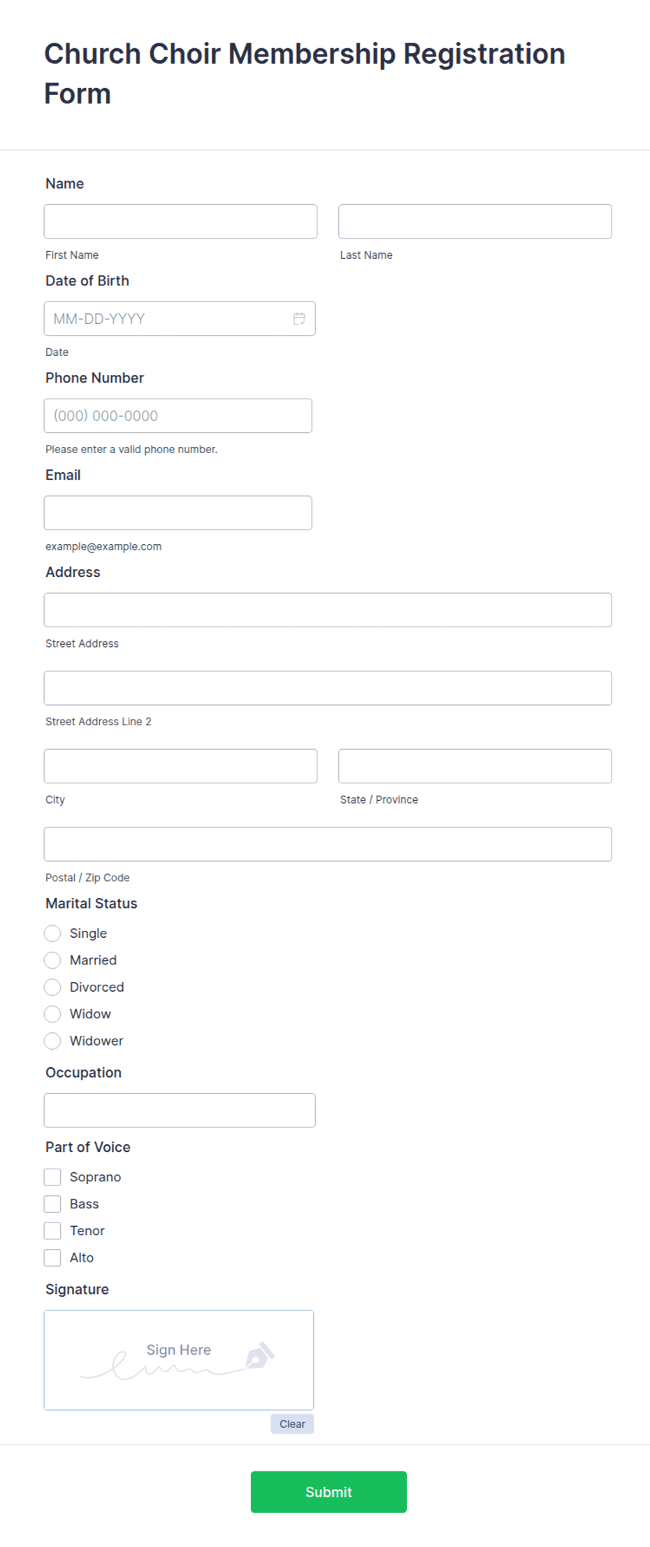 Church Membership Examples Examples Of Church Membership Forms