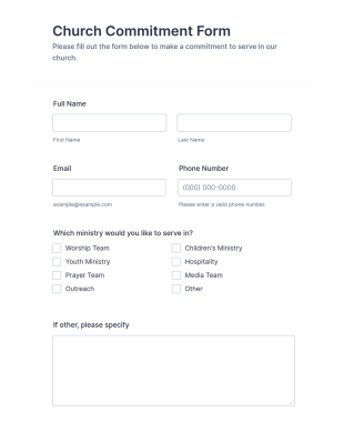 Church Commitment Form Template