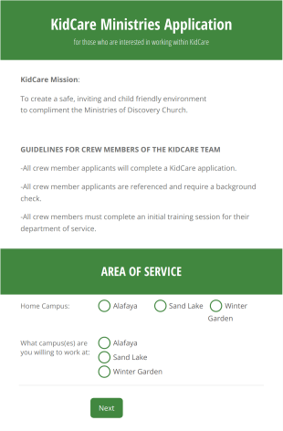 Church Community Application Form Template