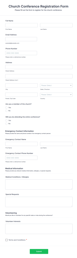 Church Conference Registration Form Template