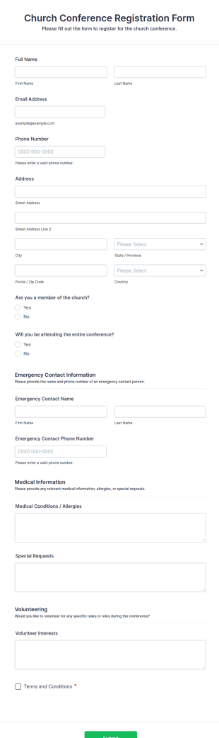 Church Conference Registration Form Template