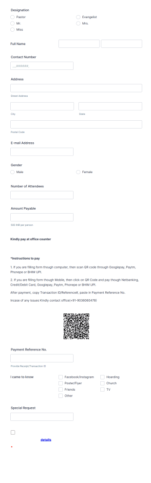 Church Conference Registration Form Template