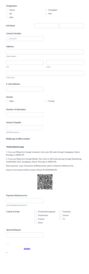 Church Conference Registration Form Template
