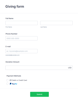 Church Donation Giving Form Template