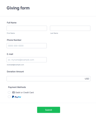 Church Donation Giving Form Template