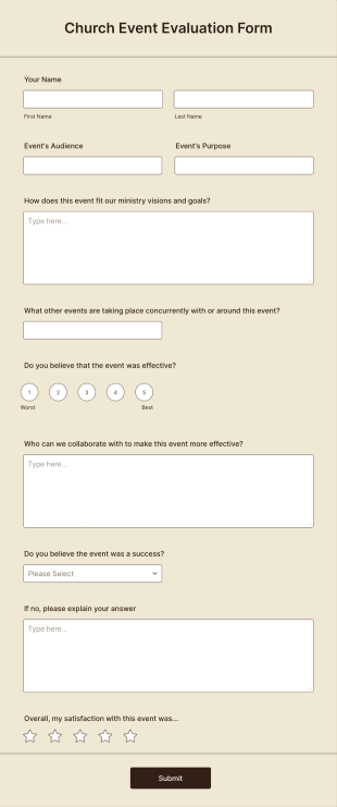 Church Event Evaluation Form Template