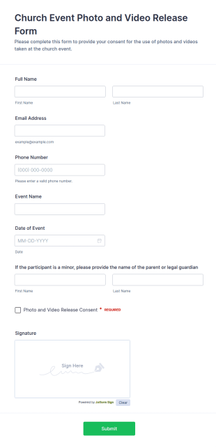 Church Event Photo And Video Release Form Template