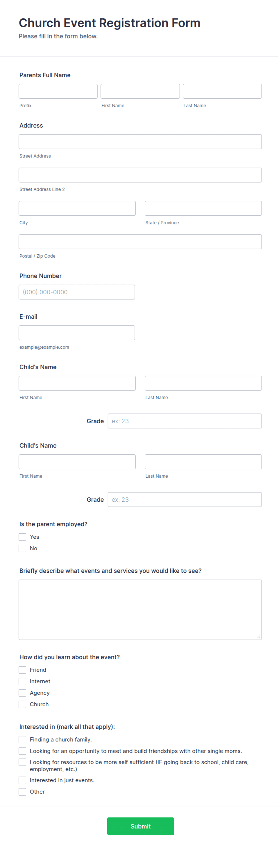 Church Event Registration Form Template | Jotform