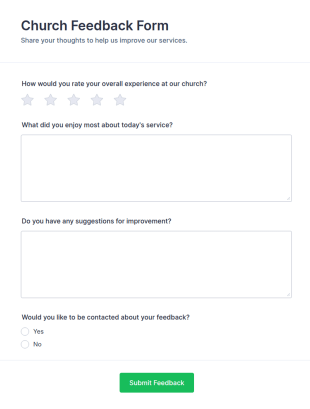 Church Feedback Form Template