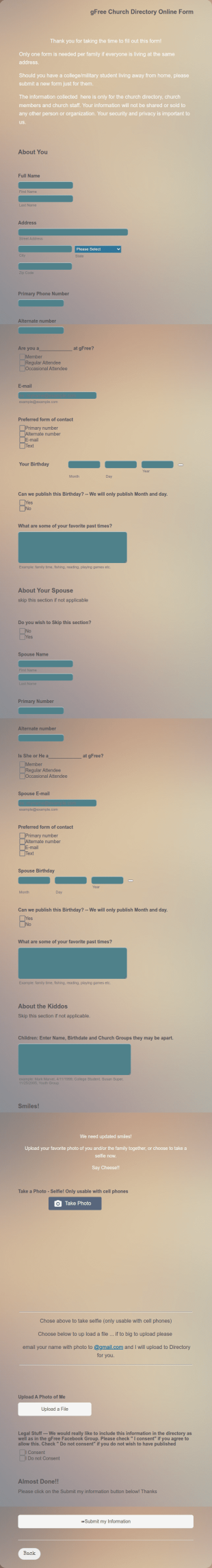 Church Membership Registration Form Template