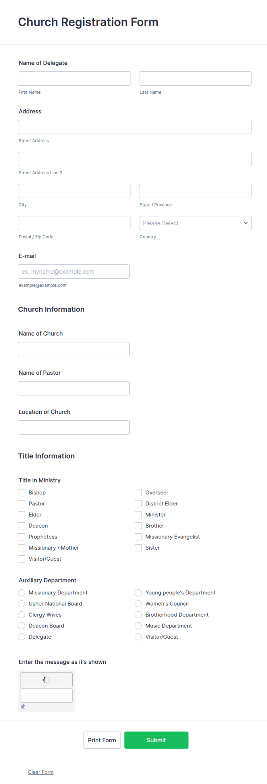 Church Registration Form Template | Jotform