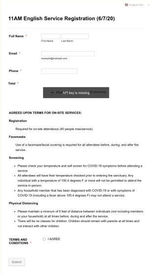 Church Service Registration Form Template