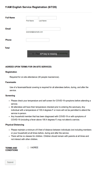Church Service Registration Form Template