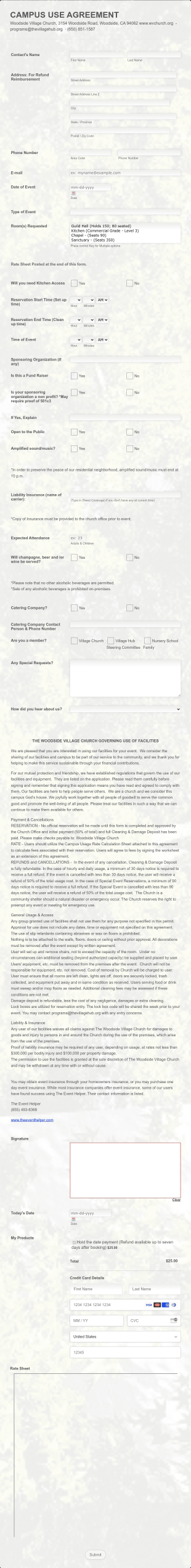 Church Vendor Application Form Template