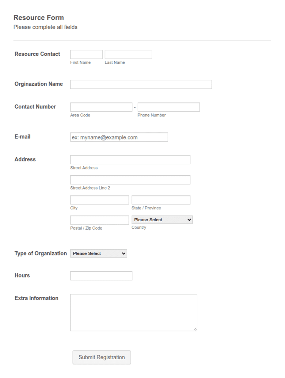 CHW Resource Form Template | Jotform
