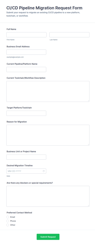 CI/CD Pipeline Migration Request Form Template