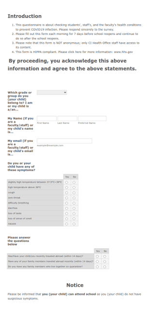 CI Daily Health Check (v4) Form Template