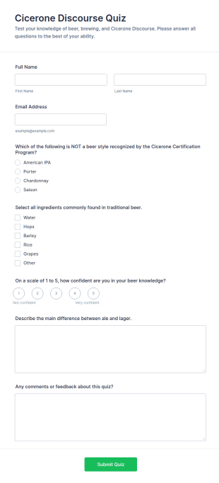 Cicerone Discourse Quiz Form Template