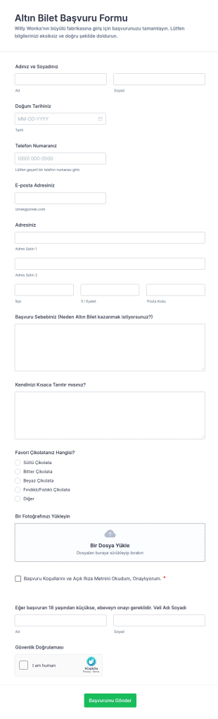 Çikolata Şansı Formu 🎟️🍫 Form Şablonu