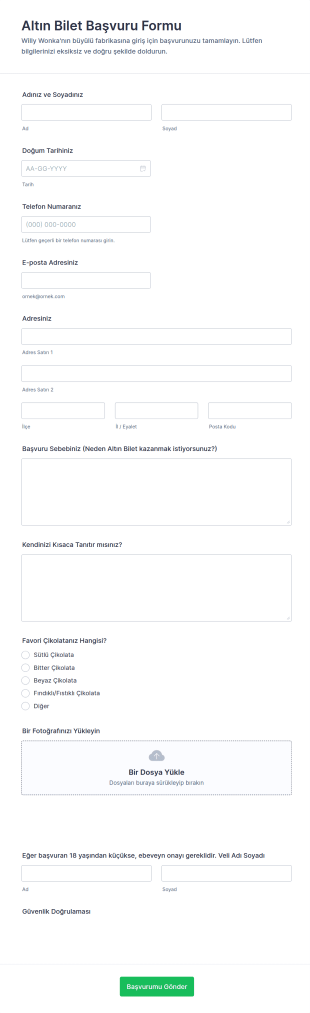 Çikolata Şansı Formu 🎟️🍫 Form Şablonu