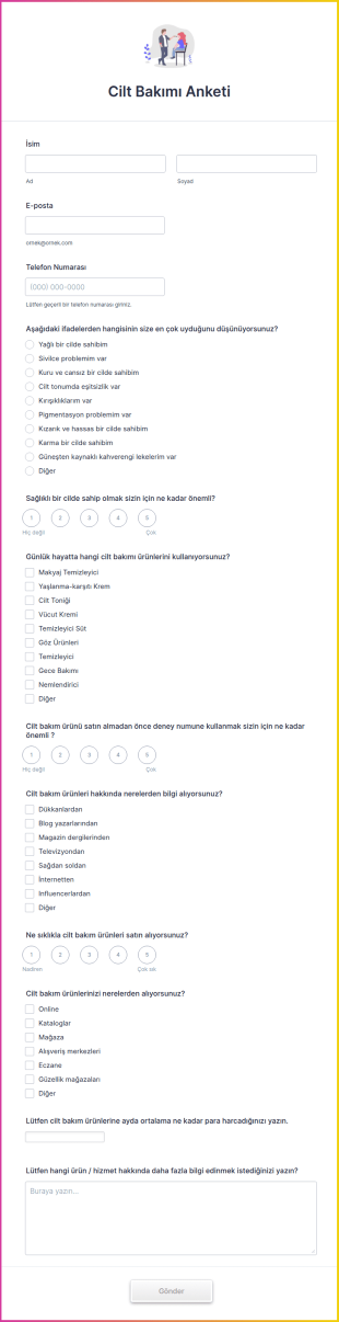 Cilt Bakımı Anketi Form Şablonu