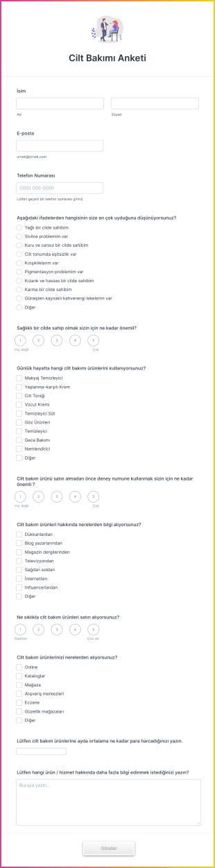 Cilt Bakımı Anketi Form Şablonu