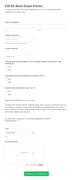 Cilt Eti Alımı Onam Form Şablonu