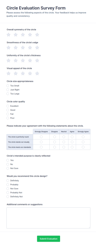 Circle Evaluation Survey Form Template