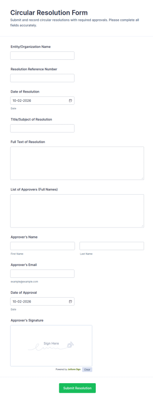 Circular Resolution Form Template