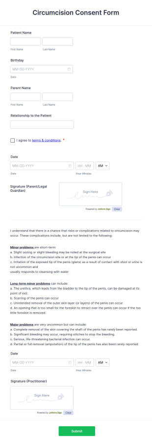 Circumcision Consent Form Template