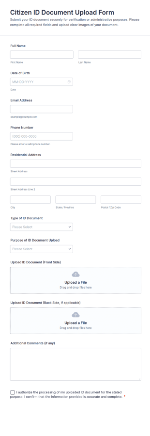 Citizen ID Document Upload Form Template