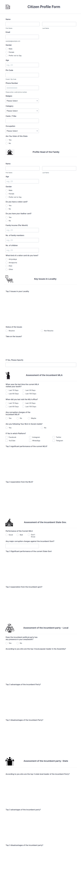 Citizen Profile Form Template