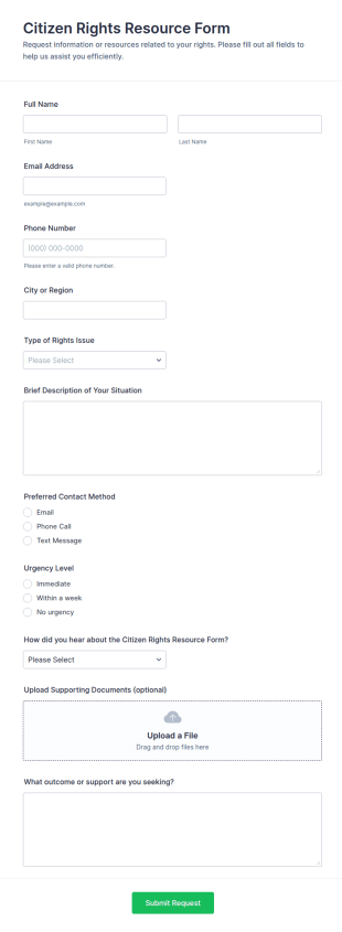 Citizen Rights Resource Form Template