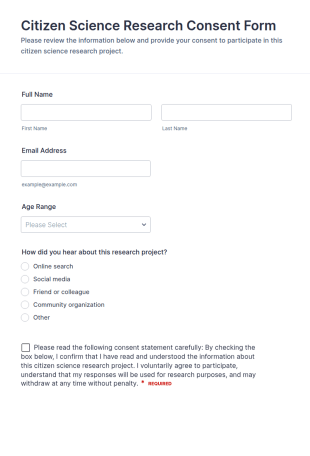 Citizen Science Research Consent Form Template