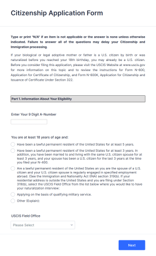 Citizenship Application Form Template