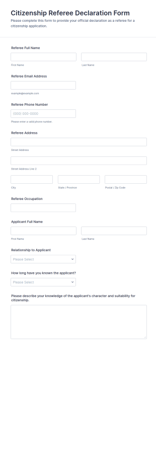 Citizenship Referee Declaration Form Template