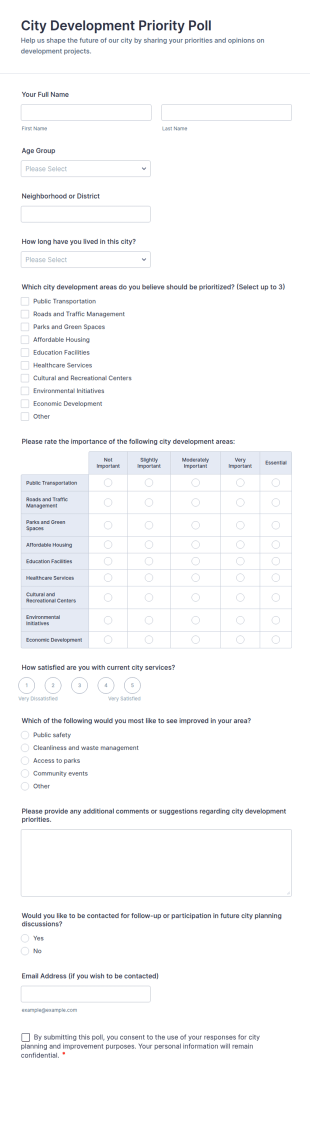 City Development Priority Poll Form Template