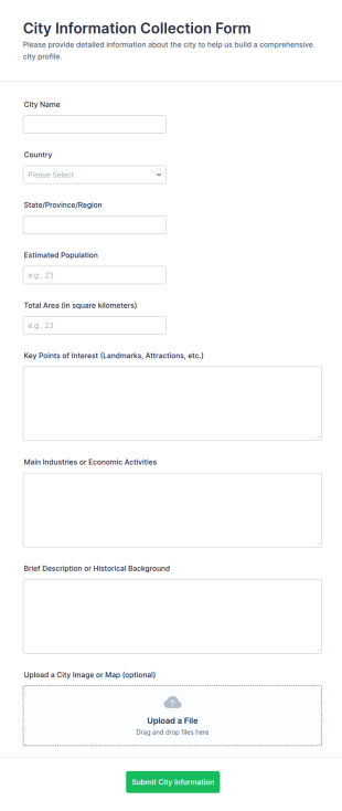 City Information Collection Form Template