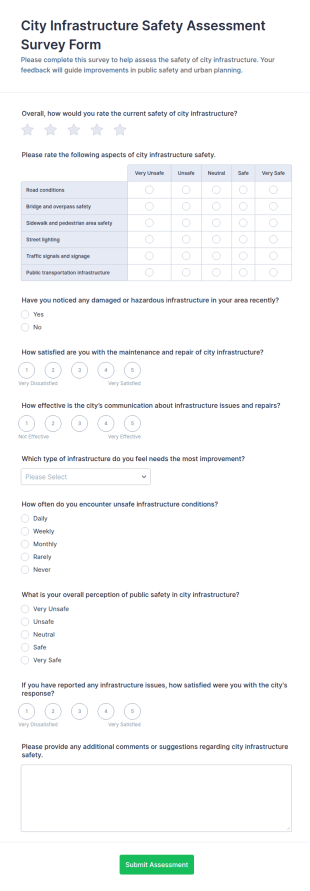 City Infrastructure Safety Assessment Survey Form Template