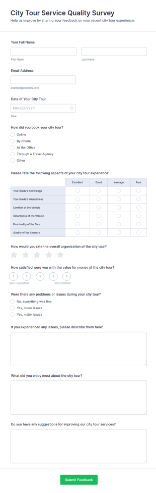 City Tour Service Quality Survey Form Template