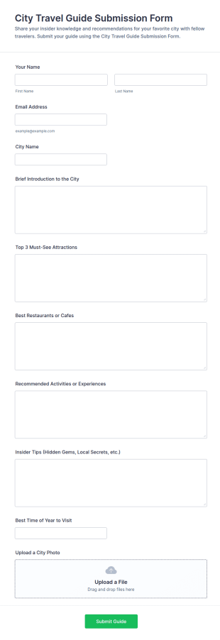 City Travel Guide Submission Form Template