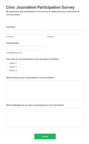 Civic Journalism Participation Survey Form Template