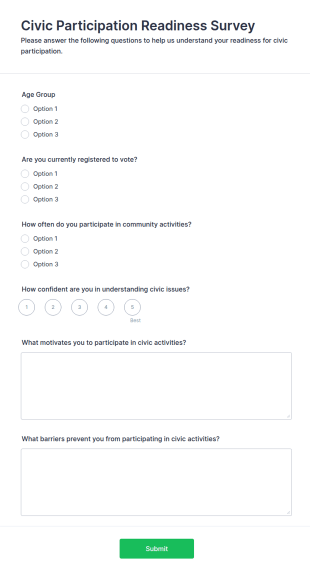 Civic Participation Readiness Survey Form Template