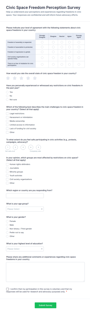 Civic Space Freedom Perception Survey Form Template