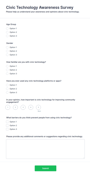 Civic Technology Awareness Survey Form Template