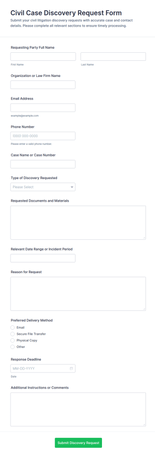 Civil Case Discovery Request Form Template