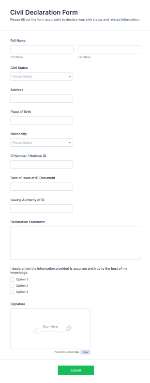 Civil Declaration Form Template
