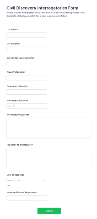 Civil Discovery Interrogatories Form Template